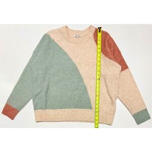 Madewell Colorblock Wool Camel Hair Blend Sweater Beige Green Orange Small